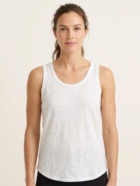 J.Crew 100% Linen Tank Top XXS White Minimalist Lightweight Summer Essential